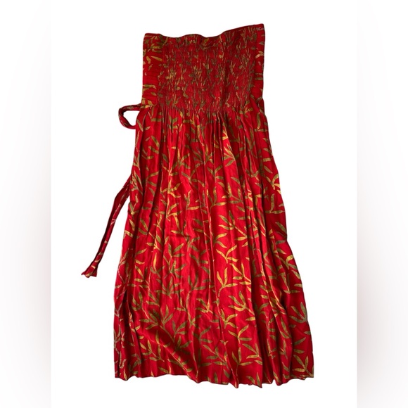 VINTAGE NWT HULA HULA RED HALTER HAWAIIAN MIDI DRESS ONE SIZE WOMENS - Picture 2 of 5